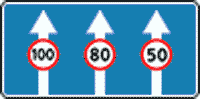 Дорожный знак ограничения скорости по полосам в ПДД