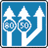 Дорожный знак 5.15.3 Начало полос с ограничениями минимальной скорости