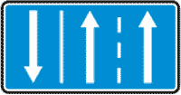 Дорожный знак 5.15.7 Направление движения по полосам встречной и двумя попутными