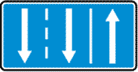 Дорожный знак 5.15.7 Направление движения по двум полосам встречной и попутной