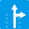 Дорожный знак движения по полосе прямо и направо в ПДД