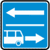 Дорожный знак 5.13.2 Выезд налево на дорогу с полосой для маршрутных транспортных средств